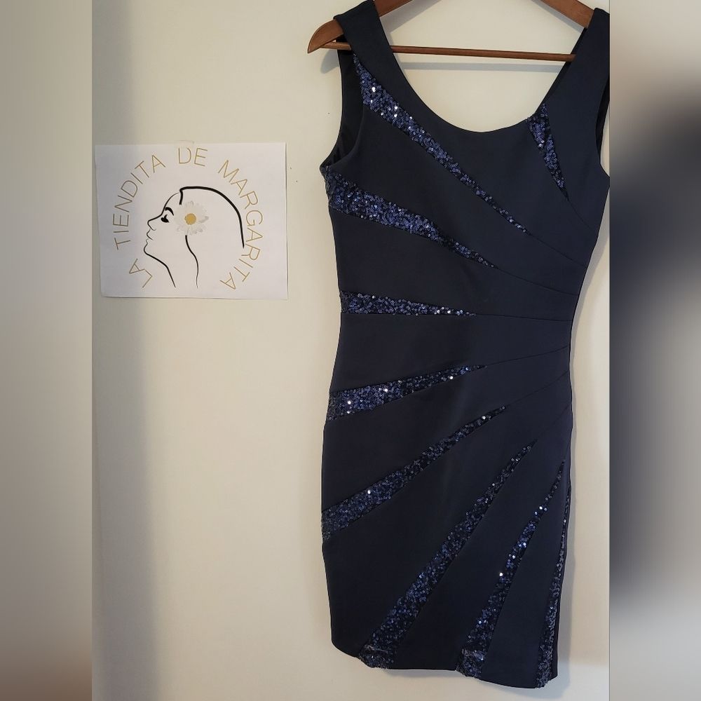 GUESS mini dress blue navy sequin size 6 NWT